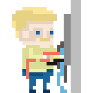 Pixel character am Schaltschrank
